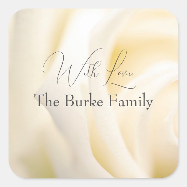 Snygg Vit ros-utskriftssymbol Fyrkantigt Klistermärke (Framsida)