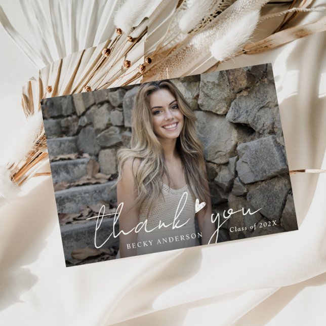 snygg vit skriftlig examens tackkort vykort (Skapare uppladdad)