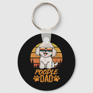 Snygg vit Toy Poodle Pappa Faders Dag För Paw Papp Nyckelring