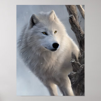 Snygg vit Varg Art Poster