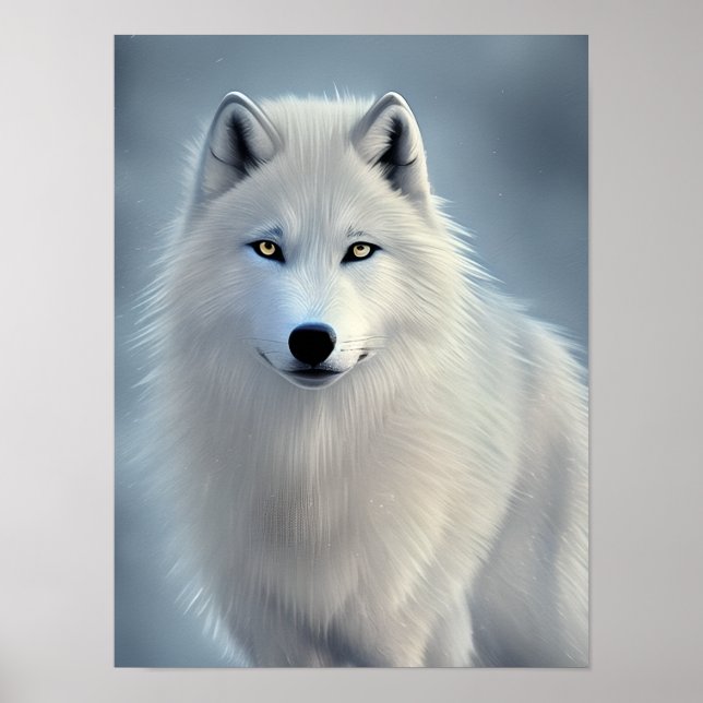 Snygg vit Varg Art Poster (Framsidan)