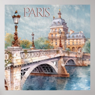 Snygg Watercolor av Paris Travel Poster