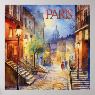 Snygg Watercolor av Paris Travel Poster