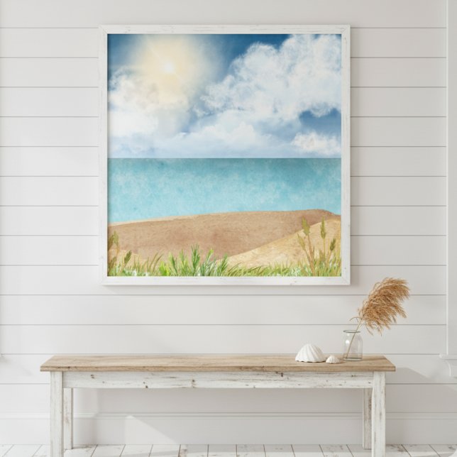 Snygg Watercolor Beach Scene Poster (Skapare uppladdad)