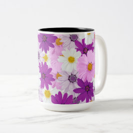 Snygg Watercolor Cosmos Flower Två-Tonad Mugg