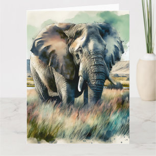 Snygg Watercolor Elephant Kort