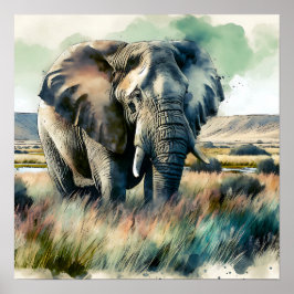 Snygg Watercolor Elephant Poster