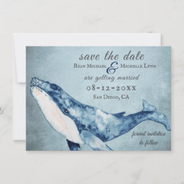 Snygg Watercolor Humpback Whale Beach Wedding Spara Datumet