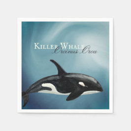 Snygg Watercolor Killer Whale, Orcinus Orca Pappersservett