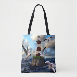 Snygg Watercolor Lighthouse-scen Tygkasse