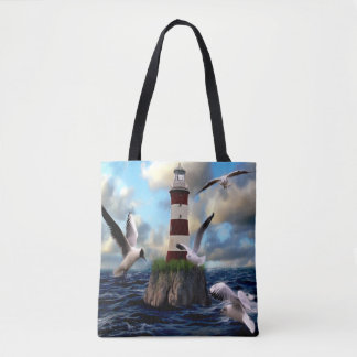 Snygg Watercolor Lighthouse-scen Tygkasse