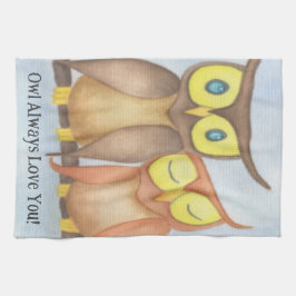 Snygg Watercolor Uggla Älskare Kökshandduk