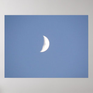 Snygg Waxing Crescent Måne i dagsljus Skriv ut Poster