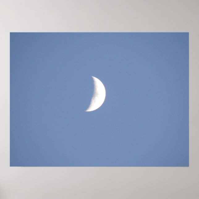 Snygg Waxing Crescent Måne i dagsljus Skriv ut Poster (Framsidan)