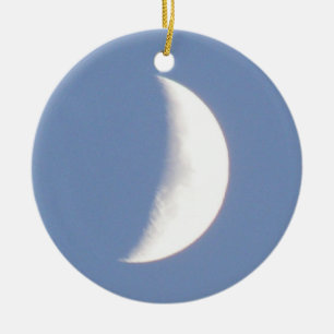 Snygg Waxing Crescent Måne i Daylight Anpassningsb Julgransprydnad Keramik