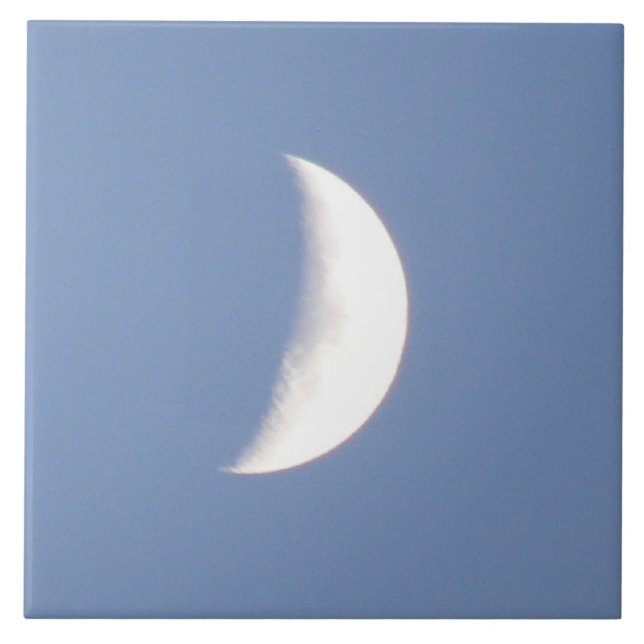 Snygg Waxing Crescent Måne i Daylight Tile Kakelplatta (Framsidan)