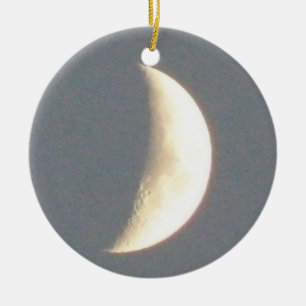 Snygg Waxing Crescent Måne vid Dusk Anpassningsbar Julgransprydnad Keramik
