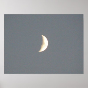 Snygg Waxing Crescent Måne vid Dusk Print Poster