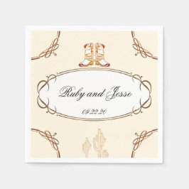 Snygg Western Mörk Brown Bröllop Pappersservett