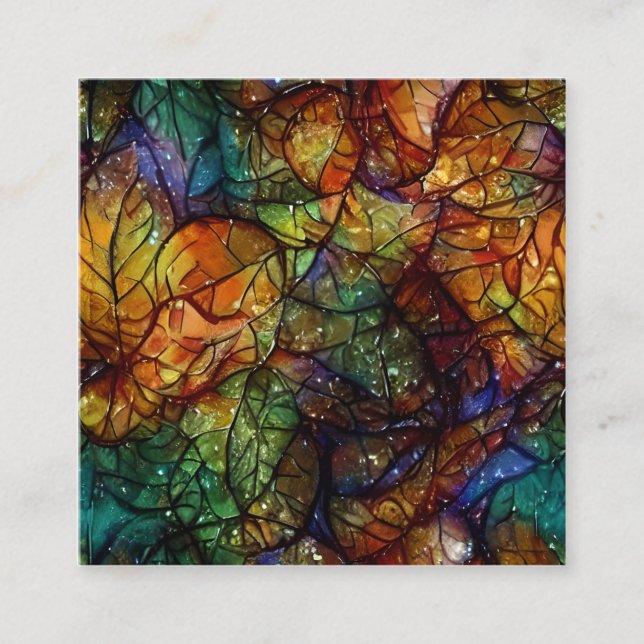 Snygg Whimsical Art Höst löv Fyrkantigt Visitkort (Framsida)