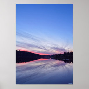 Snygg Wilderness Sunset över Sjö Photo Poster