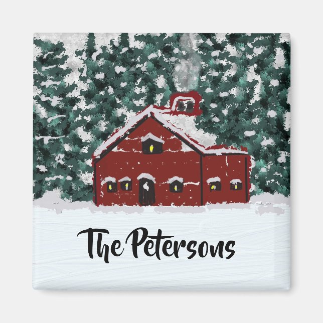 Snygg Winter Barn Magnet (Framsidan)