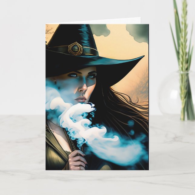 Snygg Witch Halloween Kort (Framsida)