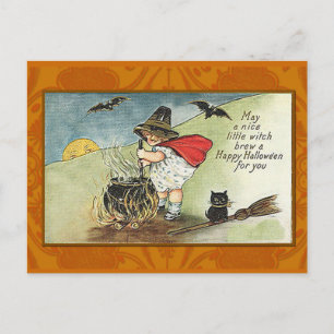Snygg Witch-Vintage Halloween-kort Vykort