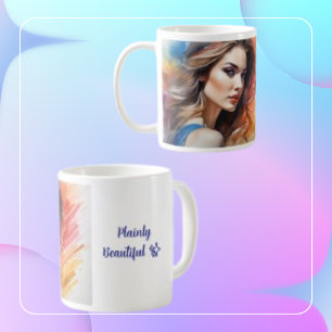 Snygg Woman Art Vatten Paint Kaffemugg