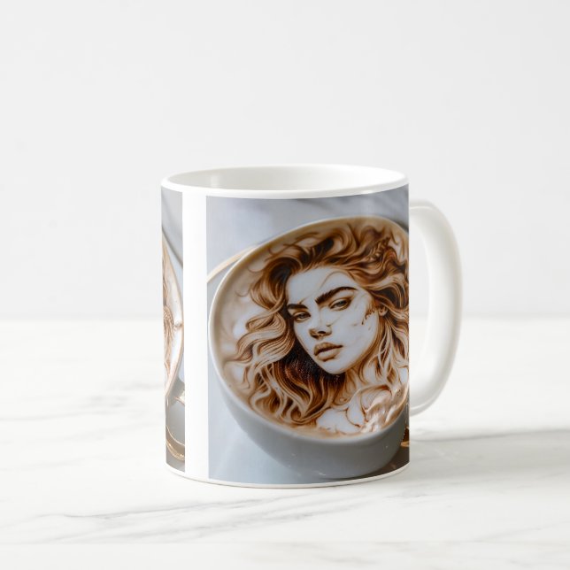 Snygg Woman Latte Art Kaffemugg (Framsida höger)