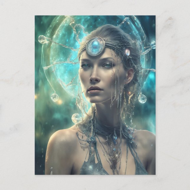 Snygg Woman Space Alien Scifi Vykort (Framsida)