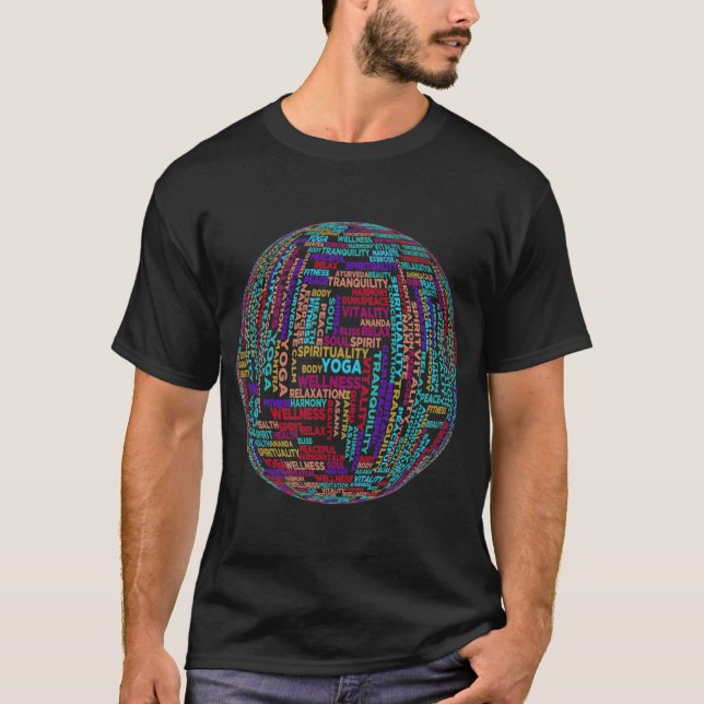 Snygg Yoga Hälsa & Harmony Globe T Shirt (Framsida)
