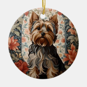 Snygg Yorkie   Yorkshire Terrier Porträtt Julgransprydnad Keramik