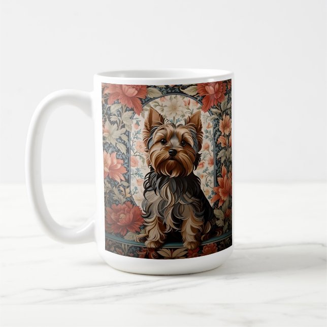 Snygg Yorkie | Yorkshire Terrier Porträtt Kaffemugg (Vänster)
