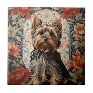 Snygg Yorkie Yorkshire Terrier Porträtt Kakelplatta