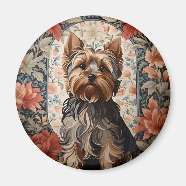 Snygg Yorkie | Yorkshire Terrier Porträtt Magnet (Framsidan)