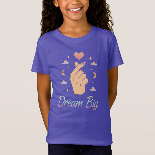 Snygg Young Girl 'Dream Big' T Shirt (Framsida)