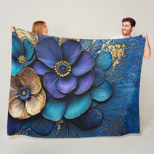 Snygga 3D-blommor Fleecefilt (På plats)