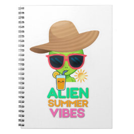 Snygga Alien Sommaruppehållsvibbar Anteckningsbok