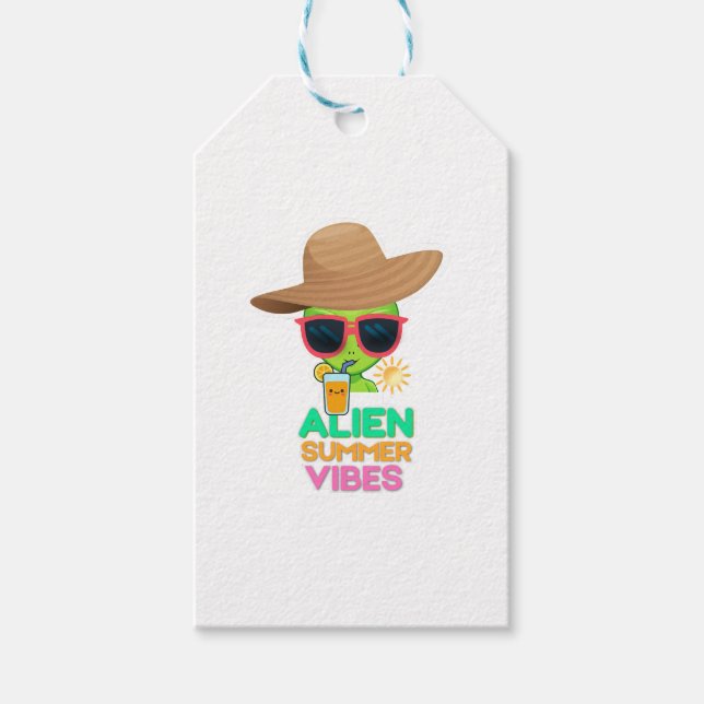 Snygga Alien Sommaruppehållsvibbar Presentetikett (Framsidan)