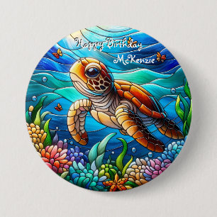 Snygga Baby Sea Turtle Swimming Knapp