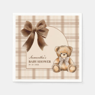 Snygga beige karoband nappar för baby shower med t pappersservett