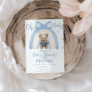 Snygga björn overall pojke casual baby shower inbjudningar