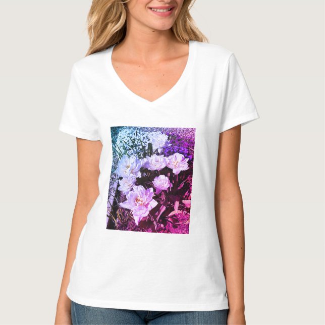 Snygga blommor trendig sommar mode t shirt (Framsida)