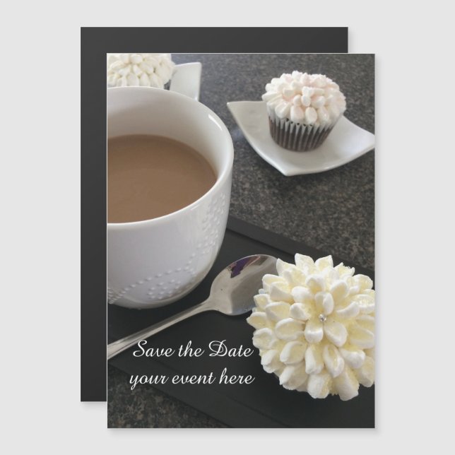 Snygga Cupcakes Evenemang Spara Datum Magnetisk Inbjudningskort (Fram/baksida)