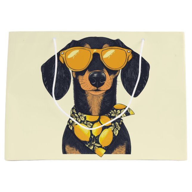 Snygga dachshund hund solglasögon citroner (Framsidan)