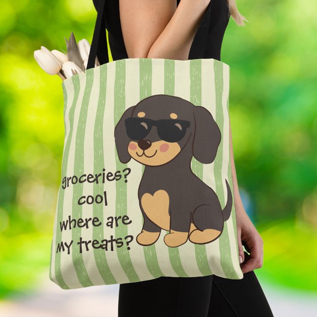 Snygga Dachshund-solglasögon Grön Rand Tygkasse (Skapare uppladdad)