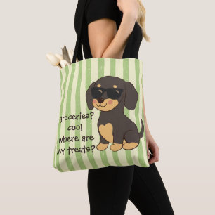 Snygga Dachshund-solglasögon Rolig Hund Gröna Ränd Tygkasse