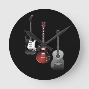 Snygga elgitarrer för musikutövare Anpassad presen Rund Klocka
