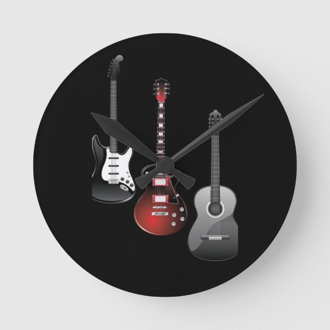 Snygga elgitarrer för musikutövare Anpassad presen Rund Klocka (Framsida)